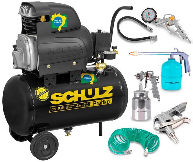 Imagem de Compressor De Ar 8,5 Pés Pratic Csi 8,5/25l Schulz + Kit