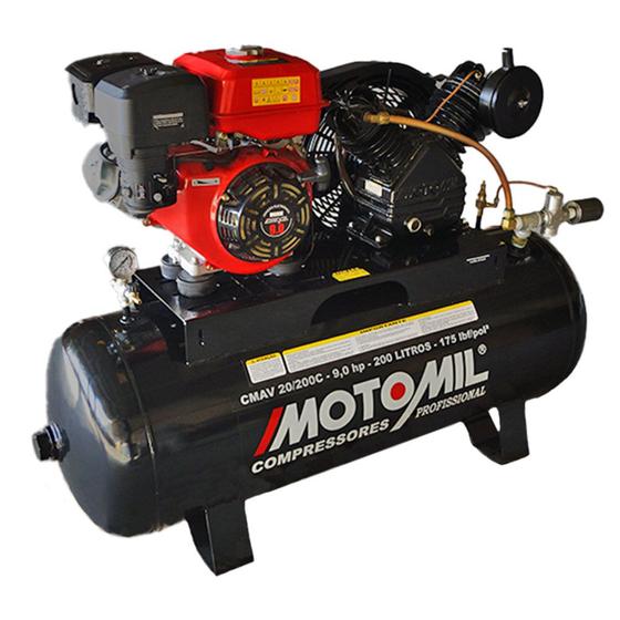 Imagem de Compressor de Ar a Gasolina 20 Pés 9hp 200 Litros com Motor