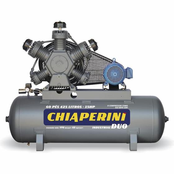 Imagem de Compressor de Ar Alta Pressão Duo Trifásico Fechado Contínuo 15HP 360L 024905 Chiaperini