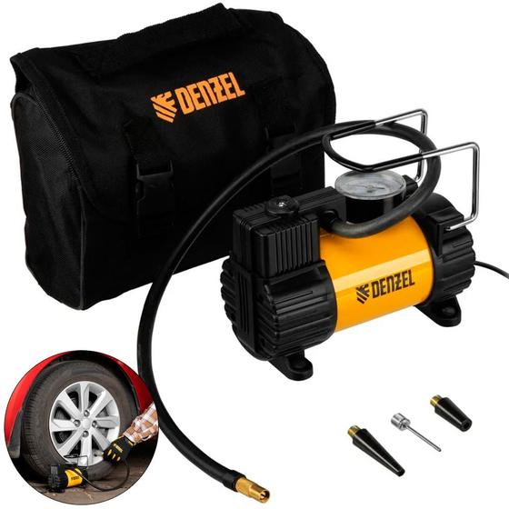 Imagem de Compressor de ar automotivo portátil 12V 37L/min com bolsa - 5805555 - Denzel