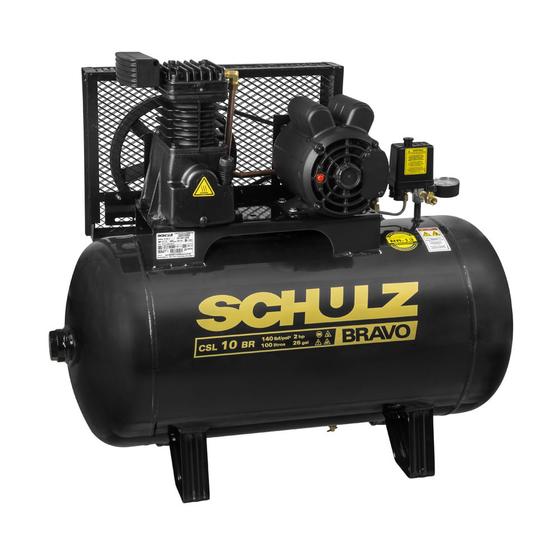Compressor de AR CSL 10BR/100L 2HP 2P TRIF 220/380V BRAVO SCHULZ Menor preço em Compressor de AR CSL 10BR/100L 2HP 2P TRIF 220/380V BRAVO SCHULZ