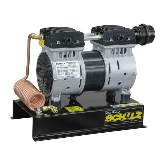 Compressor de ar direto 5 pés 1 hp isento de óleo com base - CSD5 AD - Schulz Menor preço em Compressor de ar direto 5 pés 1 hp isento de óleo com base - CSD5 AD - Schulz