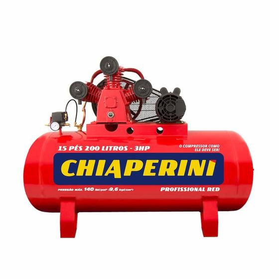 Imagem de Compressor de Ar M.Pressão Tri 3HP 220/380V 200L Chiaperini