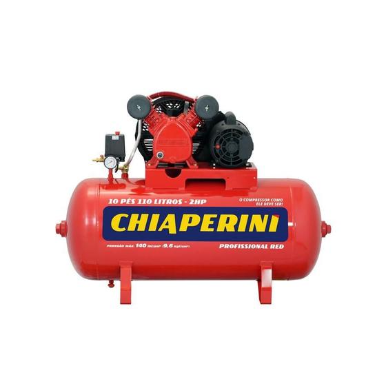 Imagem de Compressor de Ar Média Pressão 10/110 Monofásico 2HP 110L 019195 Chiaperini