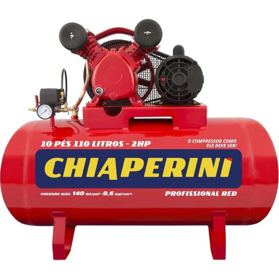 Imagem de Compressor de ar media pressao chiaperini red 10/110 2hp 140 psi pcm 110 litros monofasico 110/220v