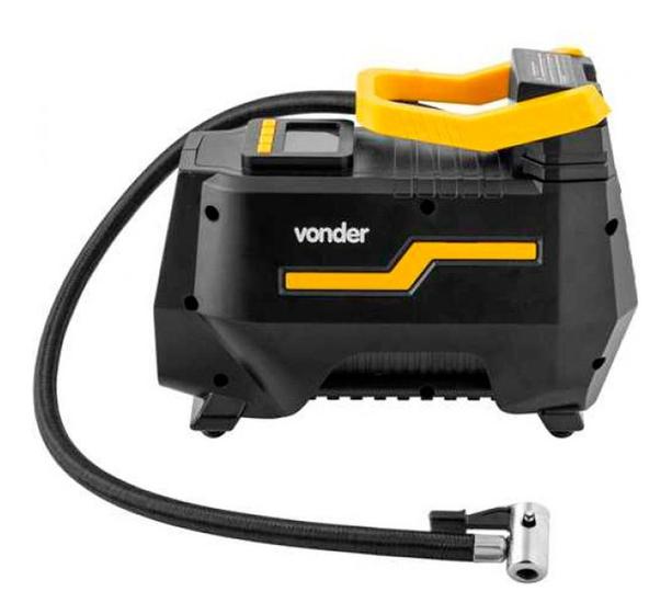Compressor de ar mini elétrico portátil Vonder CAV 150 12V/ Bivolt preto/amarelo Menor preço em Compressor de ar mini elétrico portátil Vonder CAV 150 12V/ Bivolt preto/amarelo