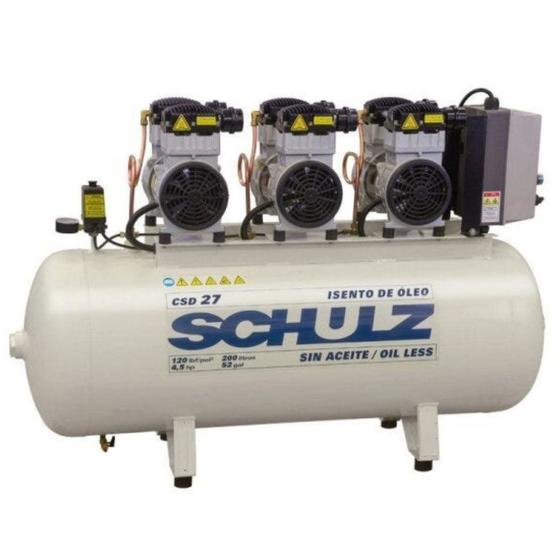 Compressor De Ar Odontológico Schulz - Csd 27/200 Isento De Óleo - 27 Pés 200 Litros 120 Libras Menor preço em Compressor De Ar Odontológico Schulz - Csd 27/200 Isento De Óleo - 27 Pés 200 Litros 120 Libras