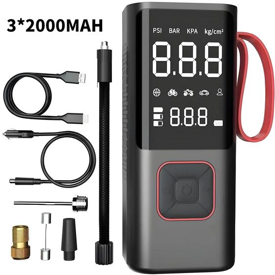 Imagem de Compressor de Ar Portátil Sem Fio 150 PSI - Display Digital para Carros e Motocicletas