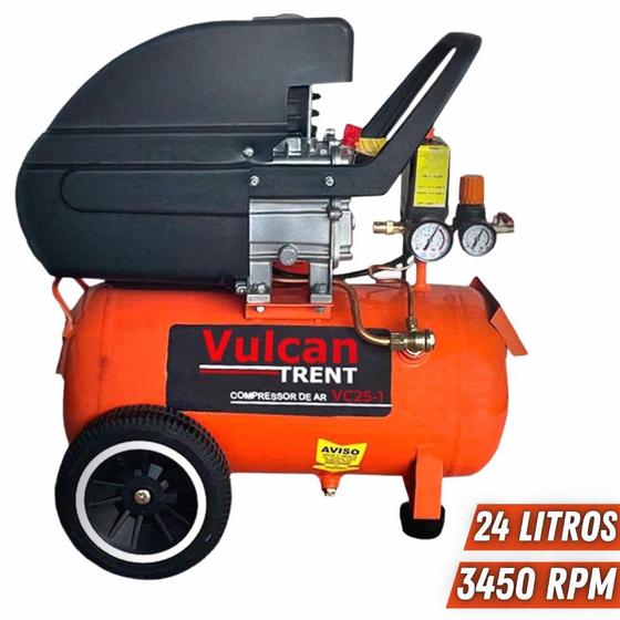 Imagem de Compressor de Ar Vulcan Potente VC25L Com Motor Elétrico de Indução 127V ou 220V 2HP 8 Bar 3450rpm