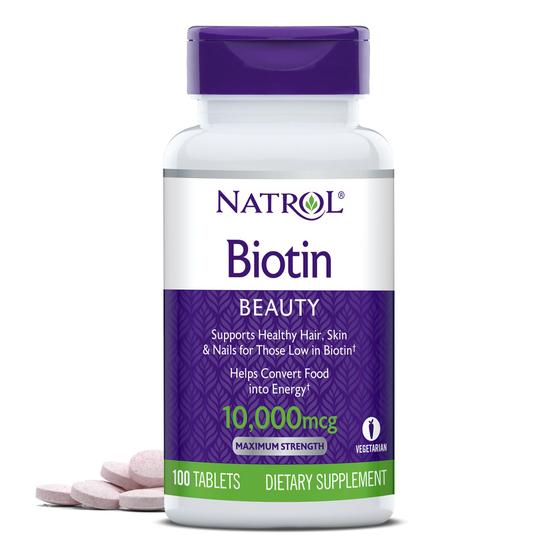 Imagem de Comprimidos de beleza de biotina 10.000 mcg, força máxima: 100 comprimidos