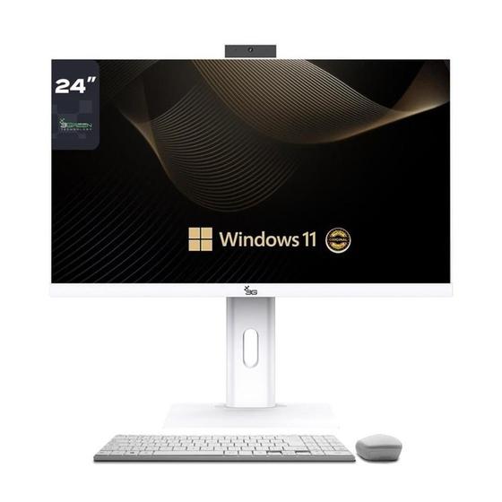 Computador All In One 24" Branco, Intel Core i5 9400, 16GB DDR4, SSD 512GB, Windows 11 Original, Webcam,...