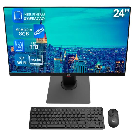 Computador All in one 24" Full HD Intel Pentium 8ª Geração 8GB HD 1TB ...