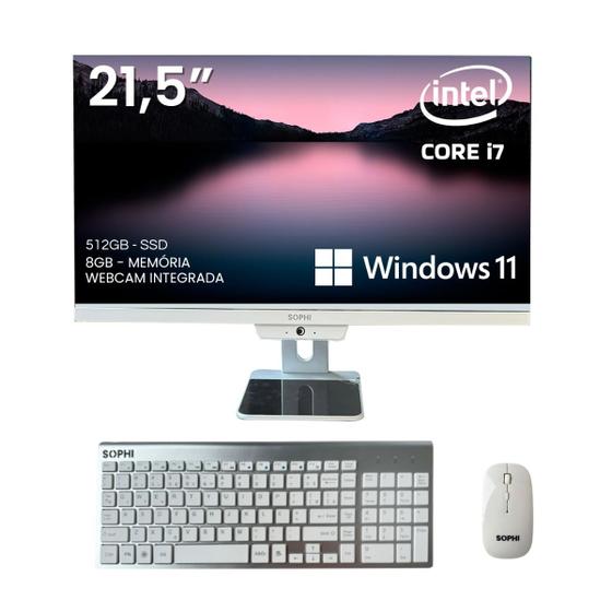 Imagem de Computador All In One 8gb Ram Intel Core I7 Ssd 512GB 21.5 TELA Full Hd Windows 11 DDR3 Completo Teclado + mouse sem fio bivolt 