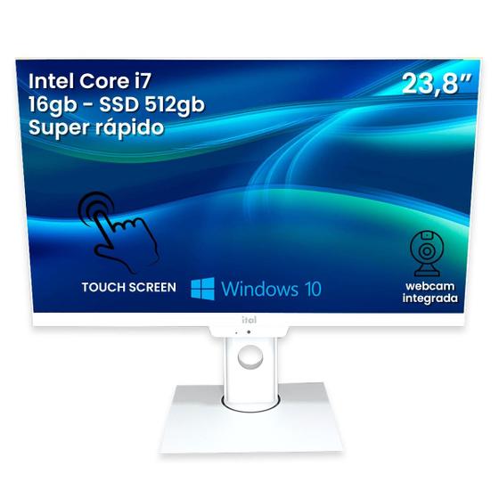 Imagem de Computador All In One Touch Screen Pdv 32gb Ram Intel Core I7 Ssd 512GB TELA 23,8" painel ips Tech DDR4 Completo Teclado + mouse sem fio bivolt