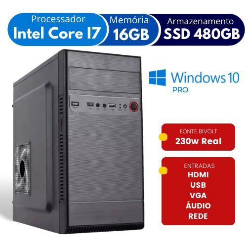 Computador Alphapc Intel Core I7 16gb Ssd 480gb W 10 Pro Menor preço em Computador Alphapc Intel Core I7 16gb Ssd 480gb W 10 Pro