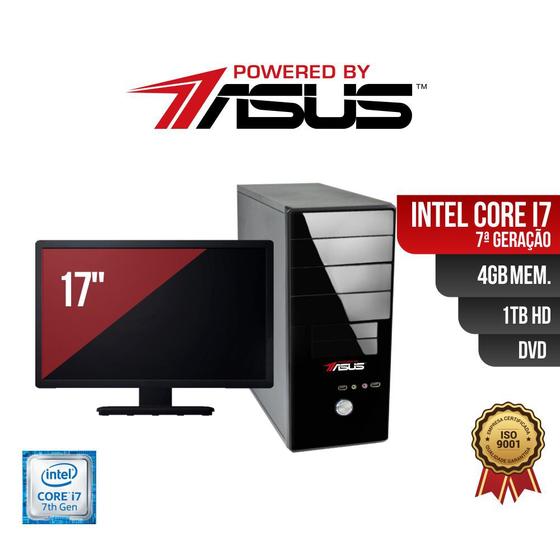 Imagem de Computador ASUS I7 7Ger 4gb 1Tb DVD Mon17 