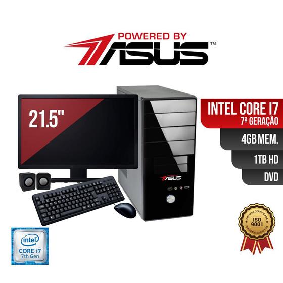 Imagem de Computador ASUS I7 7Ger 4gb 1Tb DVD Mon21 Kit