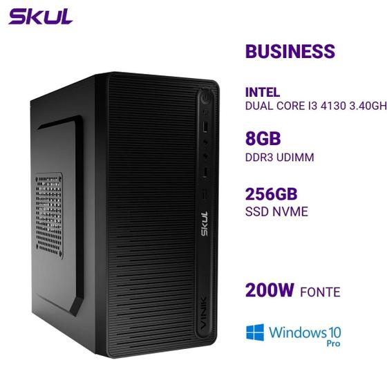 Imagem de Computador B300 Dual Core I3 4130 3.40ghz Memória 8gb Ddr3 Ssd 256gb Nvme Fonte 200w Bivolt  Windows 10 Pro