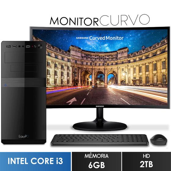 Computador com Monitor Curvo Samsung 24" Intel Core i3 6GB HD 2TB Wifi ...