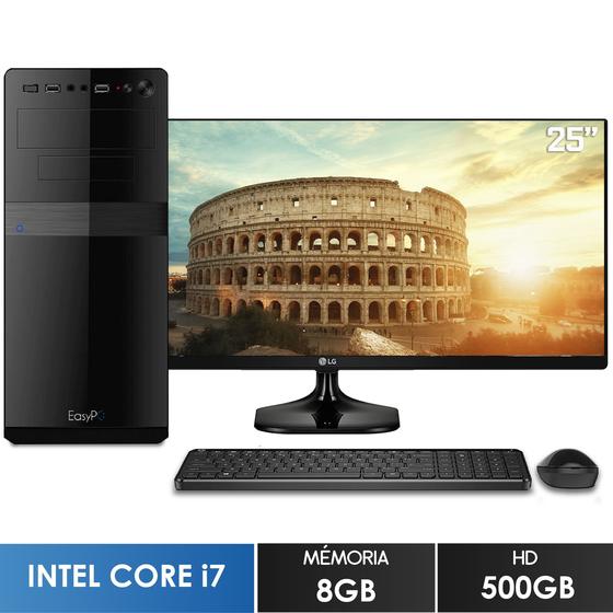 Imagem de Computador com Monitor Ultrawide 25" LG Intel Core i7 8GB HD 500GB Wifi mouse e teclado sem fio EasyPC Screen