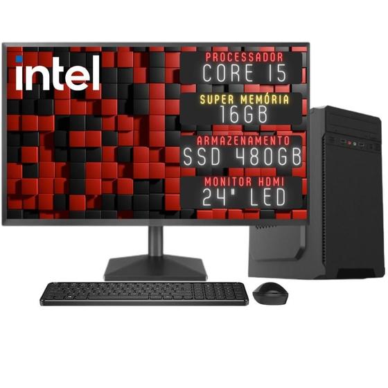Imagem de Computador Completo 3green Desktop Intel Core i5 16GB Monitor 24" Full HD HDMI SSD 480GB Windows 10 3D-155