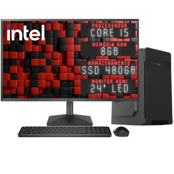 Imagem de Computador Completo 3green Desktop Intel Core i5 8GB Monitor 24" Full HD HDMI SSD 480GB Windows 10 3D-150