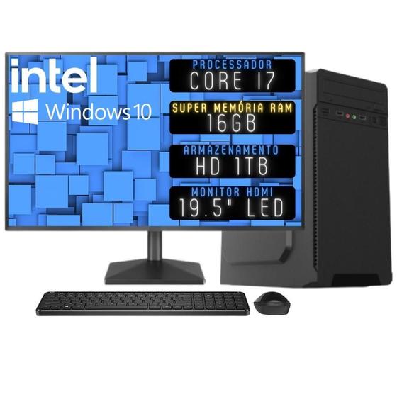 Imagem de Computador Completo 3green Desktop Intel Core i7 16GB Monitor 19.5" HDMI HD 1TB Windows 10 3D-096