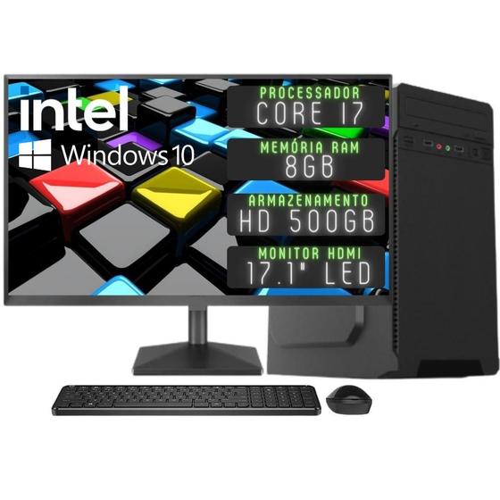 Imagem de Computador Completo 3green Desktop Intel Core i7 8GB Monitor HDMI HD 500GB Windows 10 3D-057