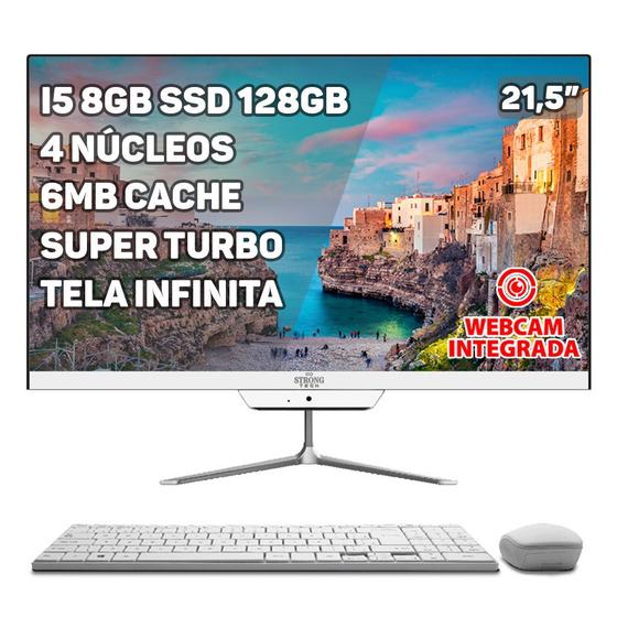 Computador Completo All In One Intel Core i5 21,5" 8GB SSD 128GB 4 Núcleos Super Turbo Webcam Teclado e Mouse Sem Fio Menor preço em Computador Completo All In One Intel Core i5 21,5" 8GB SSD 128GB 4 Núcleos Super Turbo Webcam Teclado e Mouse Sem Fio
