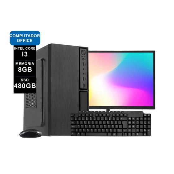 Imagem de Computador Completo Ark, Intel Core i3 10100F, 8GB, SSD 480GB, Linux + Monitor 19 LED HDMI + KIT Multimidia