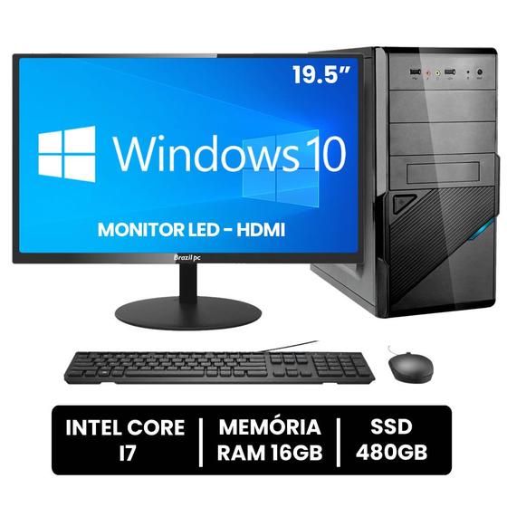 Imagem de Computador Completo Bestpc Desktop Intel Core I7 16gb Ram Ssd 512gb Monitor 19" Hdmi