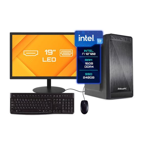 Imagem de Computador Completo BluePC Intel Core I7 12700 (12ª Geração) 16gb Ddr4 Ssd 240gb - Monitor 19"  - Fonte 500w