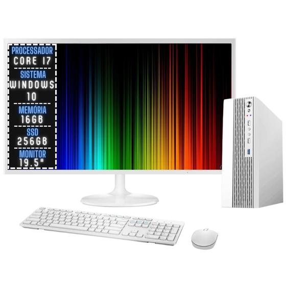 Computador Completo Branco 3green Velox Intel Core i7 16GB SSD 256GB Monitor 19.5" Windows 10 3VB-015 Menor preço em Computador Completo Branco 3green Velox Intel Core i7 16GB SSD 256GB Monitor 19.5" Windows 10 3VB-015