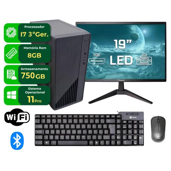 Imagem de Computador Completo Com Wifi e Bluetooth I7 3º Ssd 240gb Hdd 500gb