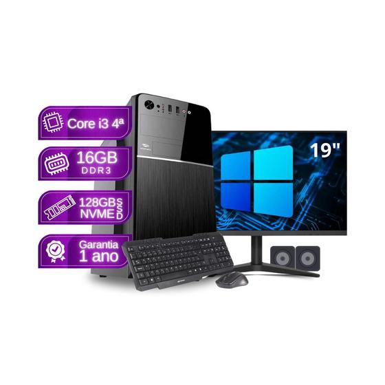 Imagem de Computador Completo Core i3 16GB SSD 128GB Monitor de 19 - PC Master