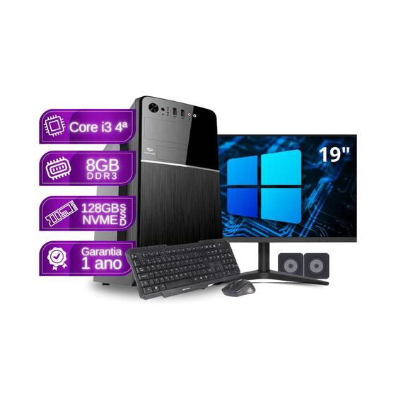 Imagem de Computador Completo Core i3 8GB SSD 128GB kit teclado e mouse  Monitor de 19 - PC Master