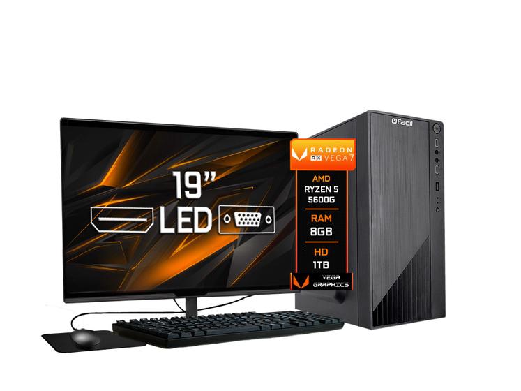 Computador Completo Fácil AMD Ryzen 5 5600G Vega 7 Graphics 8GB DDR4 3000Mhz HD 1TB Monitor 19" LED Teclado e Mouse Menor preço em Computador Completo Fácil AMD Ryzen 5 5600G Vega 7 Graphics 8GB DDR4 3000Mhz HD 1TB Monitor 19" LED Teclado e Mouse