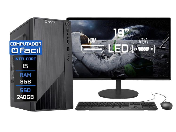 Computador Completo Fácil Intel Core i5 8GB SSD 240GB Monitor 19" HDMI LED Teclado e Mouse é boa?