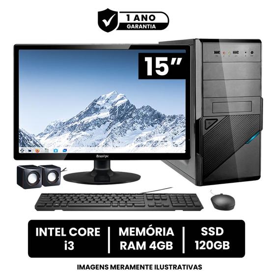 Imagem de Computador Completo Intel Core I3 4gb Ssd 120gb Monitor Led 15" Hdmi