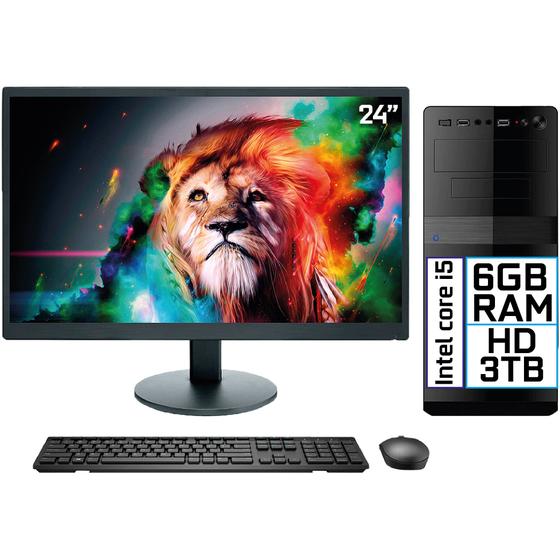 Imagem de Computador Completo Intel Core i5 6GB HD 3TB Monitor LED 24" HDMI EasyPC Go 