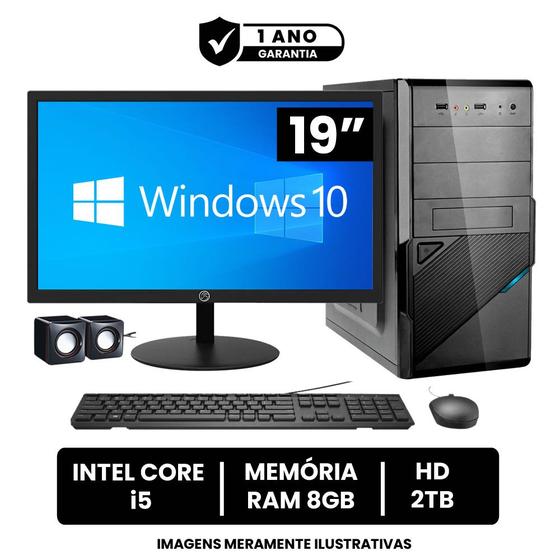 Imagem de Computador Completo Intel Core i5 8GB de RAM HD 2TB Monitor LED 19" HDMI