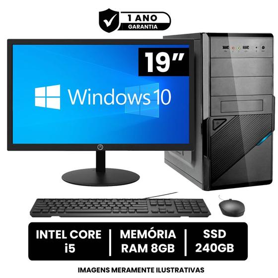 Imagem de Computador Completo Intel Core I5 8gb de Ram Ssd 240gb Monitor Led 19" Hdmi