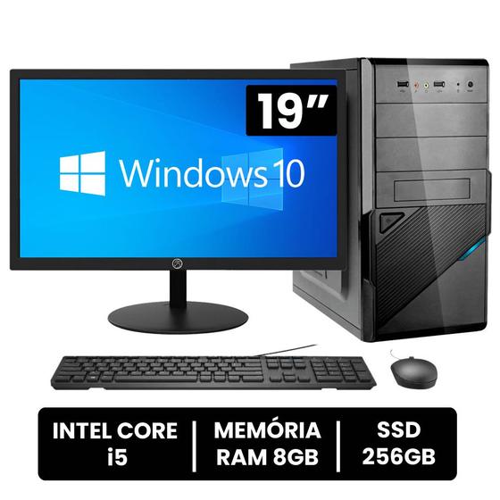 Imagem de Computador Completo Intel Core I5 8gb de Ram Ssd 256gb Monitor Led 19" Hdmi + Windows 10