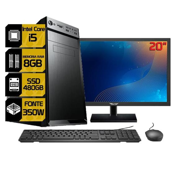 Computador Completo Intel Core i5 8GB SSD 480Gb Com Kit Monitor 20" + Pacote Office é boa?