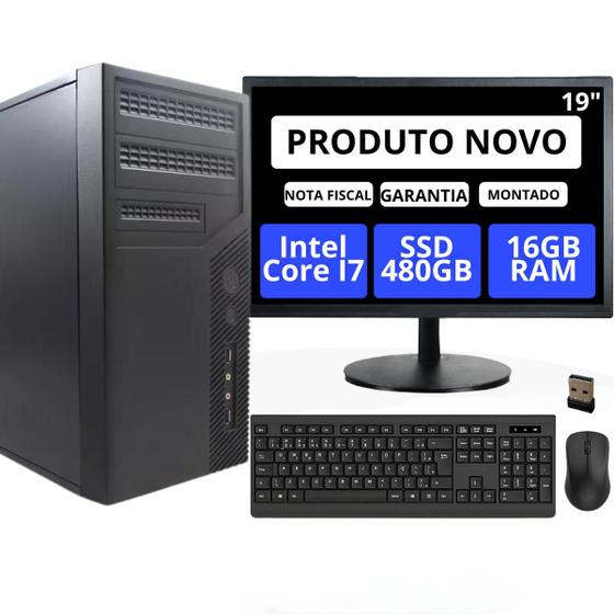 Imagem de Computador Completo Intel Core I7 16 GB SSD 480 GB monitor 19" e kit sem fio