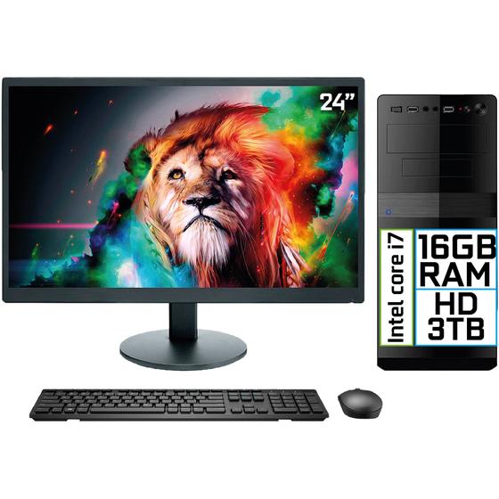 Imagem de Computador Completo Intel Core i7 16GB HD 3TB Monitor LED 24" HDMI EasyPC Go 
