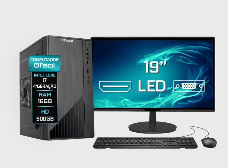 Computador Completo Intel Core I7 (4ª Geração) 16GB HD 500GB - Monitor ...