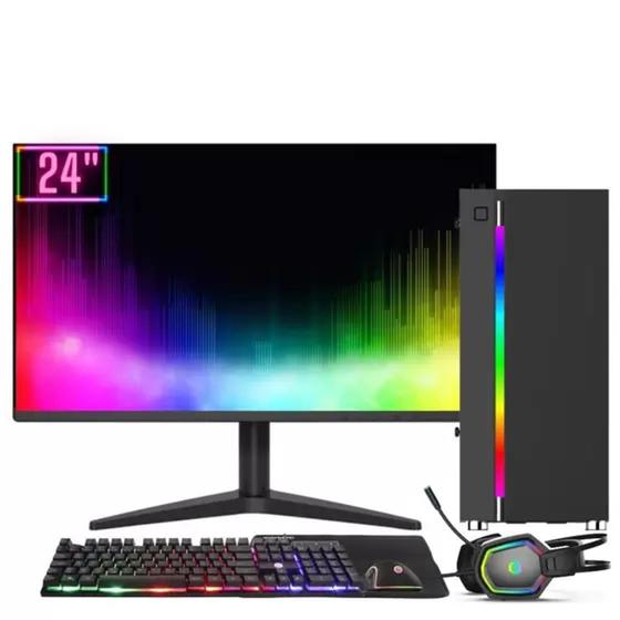 Computador Completo RGB Intel Core i7 16GB SSD 512GB Kit Gamer Monitor LED 24" Windows 10 Menor preço em Computador Completo RGB Intel Core i7 16GB SSD 512GB Kit Gamer Monitor LED 24" Windows 10