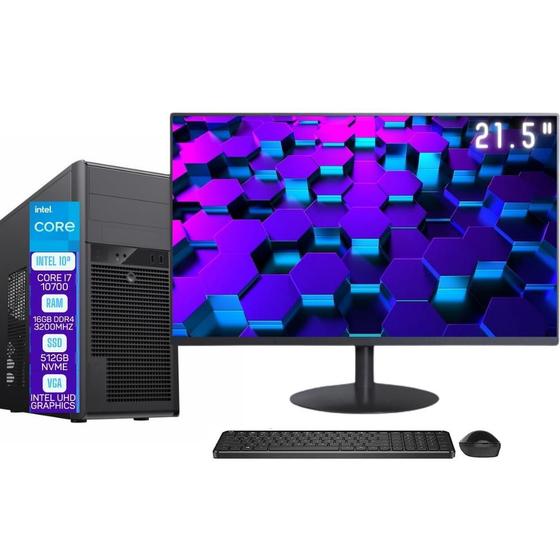 Computador Completo Skill Pro Intel 10ª Geração Core i7 10700 16GB DDR4 SSD 512GB Monitor 21.5" LED SP-096 Menor preço em Computador Completo Skill Pro Intel 10ª Geração Core i7 10700 16GB DDR4 SSD 512GB Monitor 21.5" LED SP-096