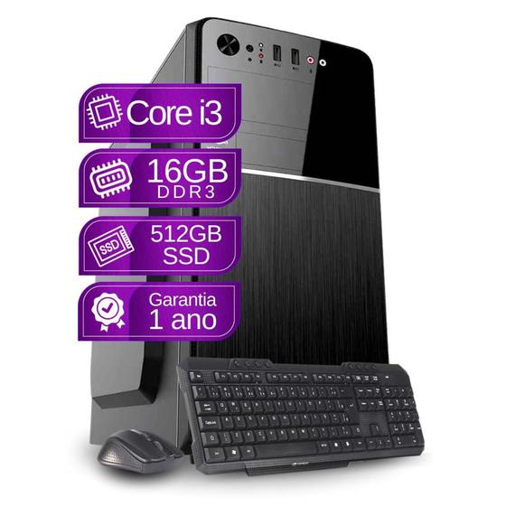 Imagem de Computador Core i3 16gb 512gb ssd kit teclado e mouse - PC Master